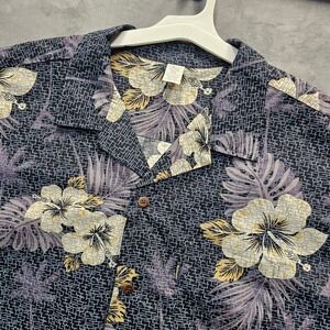Palmwave Hawaii Navy Blue Hibiscus Tropical Cotton Button Up Shirt Mens 3XL